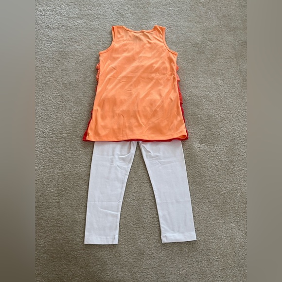 Orange Ruffle Tank Top with White Capri Pants - Girl’s Size: Small 7/8 - Picture 7 of 8